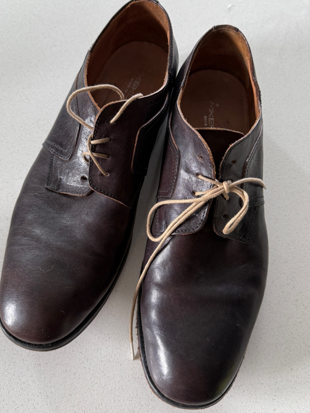 Men's Dark Brown Leather Derby Shoes - Unbranded